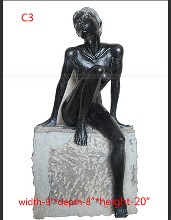 Contemporary abstract creation with symbolic forms and polished stone finish
