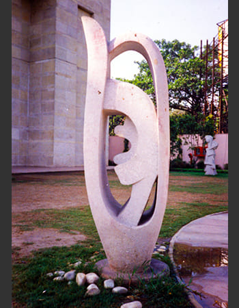 Contemporary abstract form with dynamic composition and refined stone finishing techniques