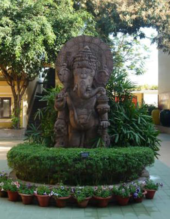 Hotel interior stone artwork combining modern aesthetics with traditional Odia craftsmanship