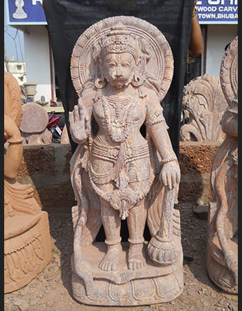 Artistic Hanuman sculpture in premium sandstone with traditional iconography, perfect for temples and meditation spaces