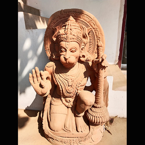 Majestic Lord Hanuman sculpture in premium sandstone, showcasing divine strength and devotion with intricate traditional craftsmanship and spiritual symbolism