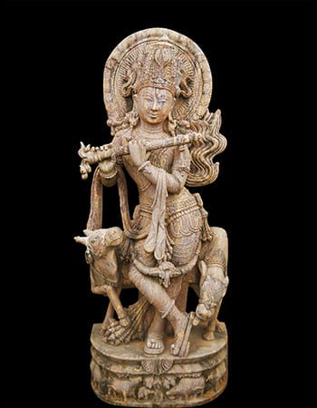 Powerful Lord Hanuman sculpture in sandstone with traditional pose, showcasing divine strength and devotional craftsmanship for spiritual protection