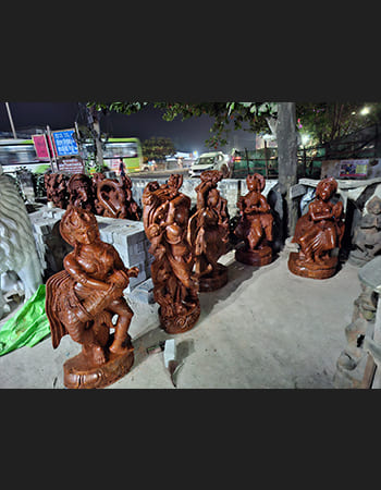 Classical Devadasi dancing lady sculpture in graceful pose, hand-carved from premium sandstone