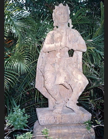 Sandstone Devadasi sculpture depicting temple dance tradition with ornate