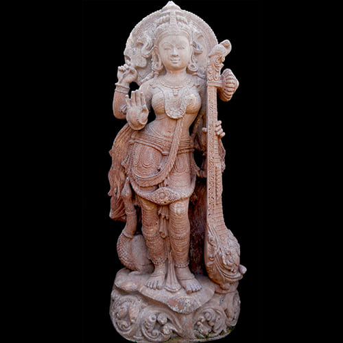Exquisite pink stone sculpture showcasing traditional Odisha craftsmanship and fine detailing